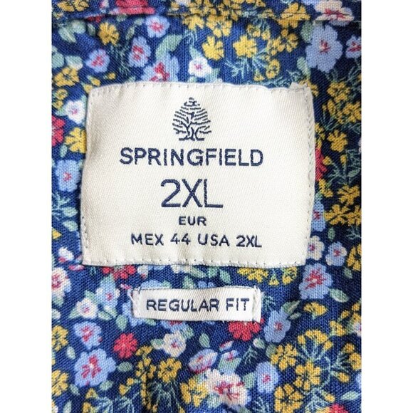 Springfield Shirt Button Up Women Plus 2XL Blue Ditzy Floral Cotton Short Sleeve - Picture 7 of 8